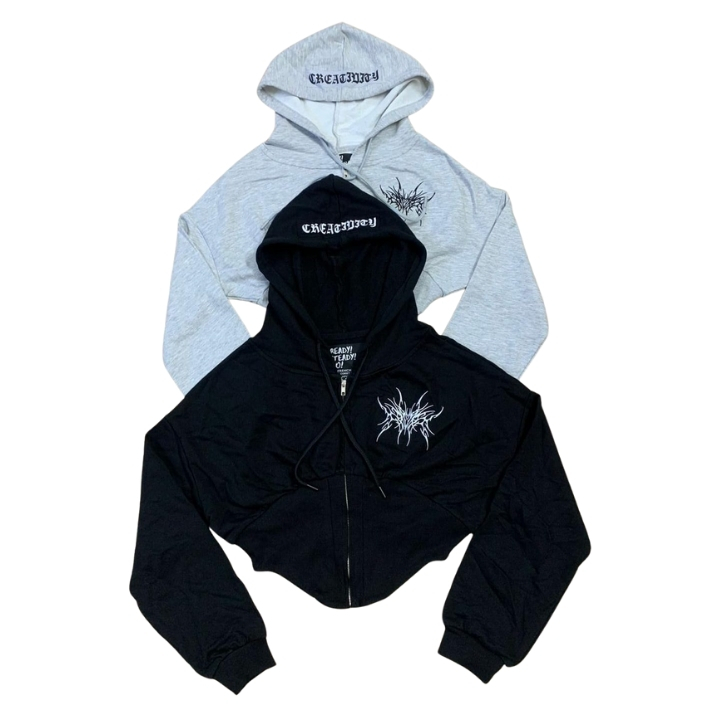 Girls Cropped Hoodie Gothic Crop Tops