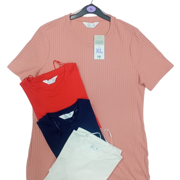 Ladies Ribbed Short Sleeve Long Dress - Image 3