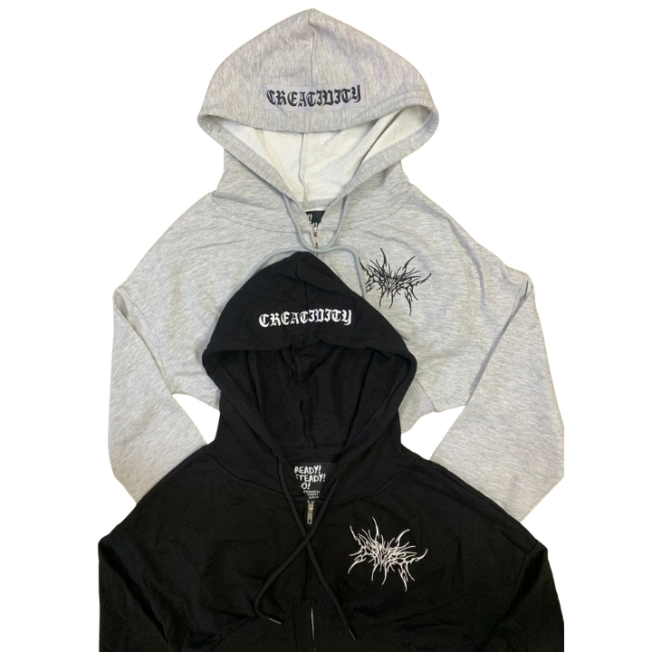 Girls Cropped Hoodie Gothic Crop Tops - Image 3